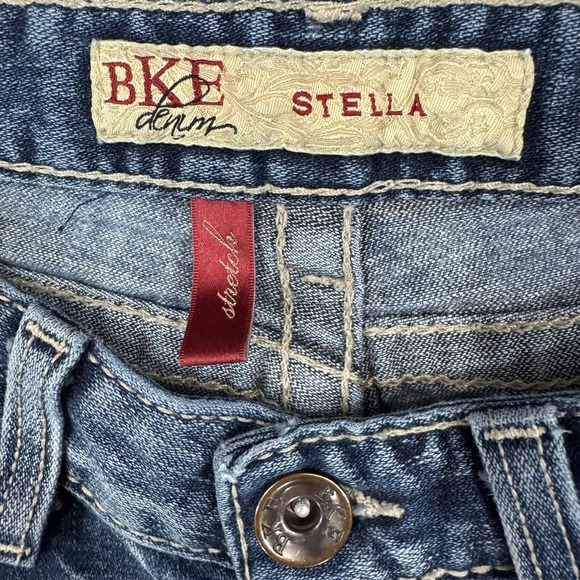 BKE Jeans Womens 26S Stella Blue Slim Bootcut Stretch Whiskered Distressed Y2K - Picture 3 of 16